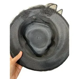 Accessories | 193s Black Straw Tilt Hat With Horse Hair Bow  display picture 3